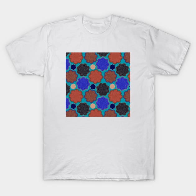 Blue & Red Floral Pattern T-Shirt by FloralPatterns